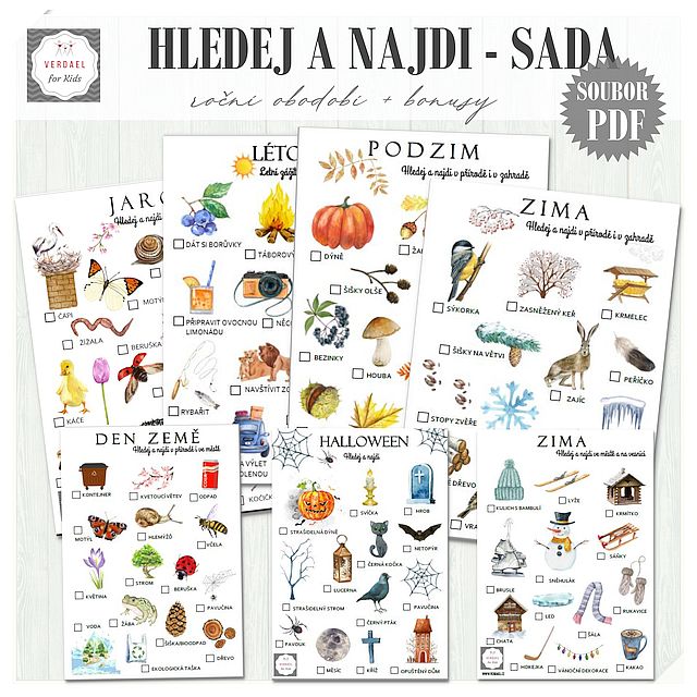 Sada 7 her hledej a najdi pro aktivně strávený čas venku s dětmi